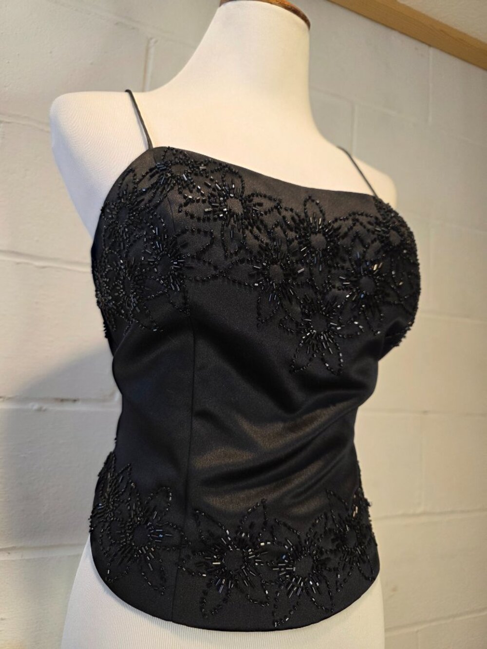Vintage Goth Whimsy Operacore Ren Fair Western Rave Beaded Strappy Corset Top